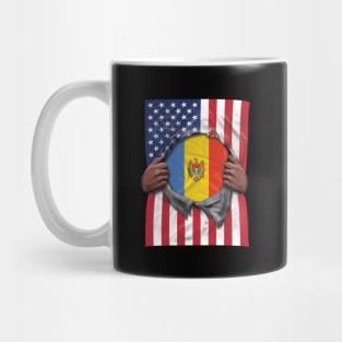 Moldova Flag American Flag Ripped - Gift for Moldovan From Moldova Mug